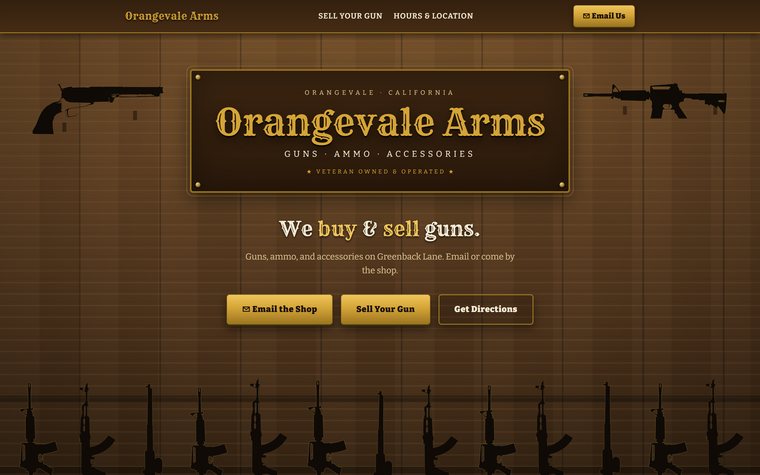 Orangevale Arms website — a gun shop in Orangevale, California.